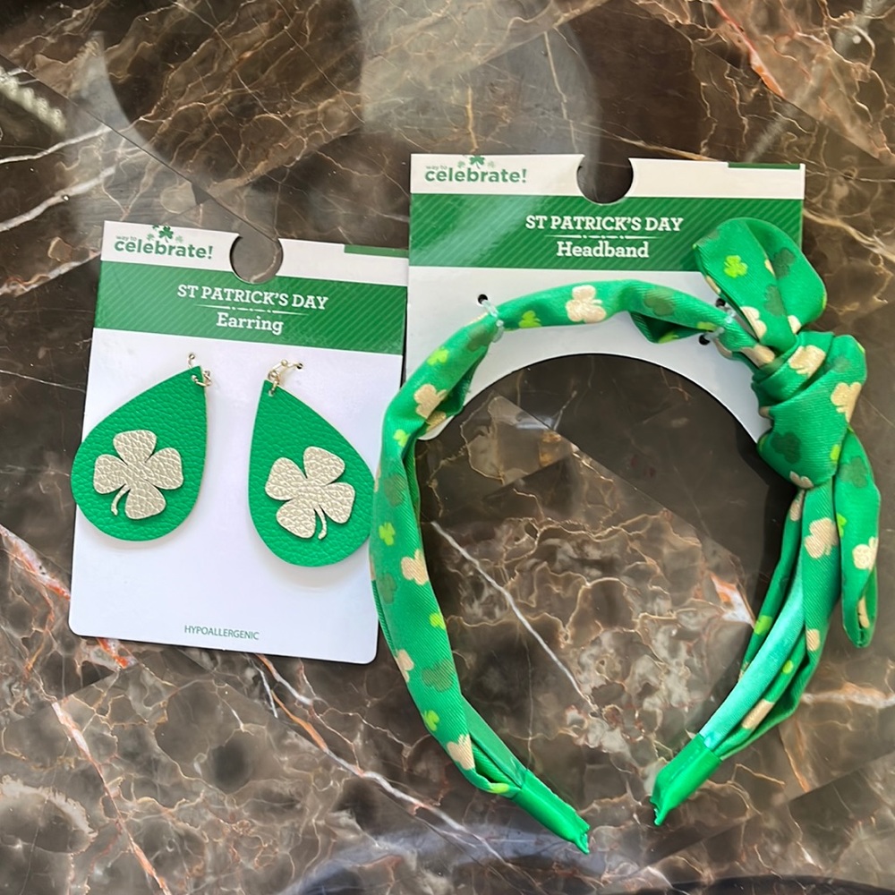 St patrick’s bundle earrings and headband